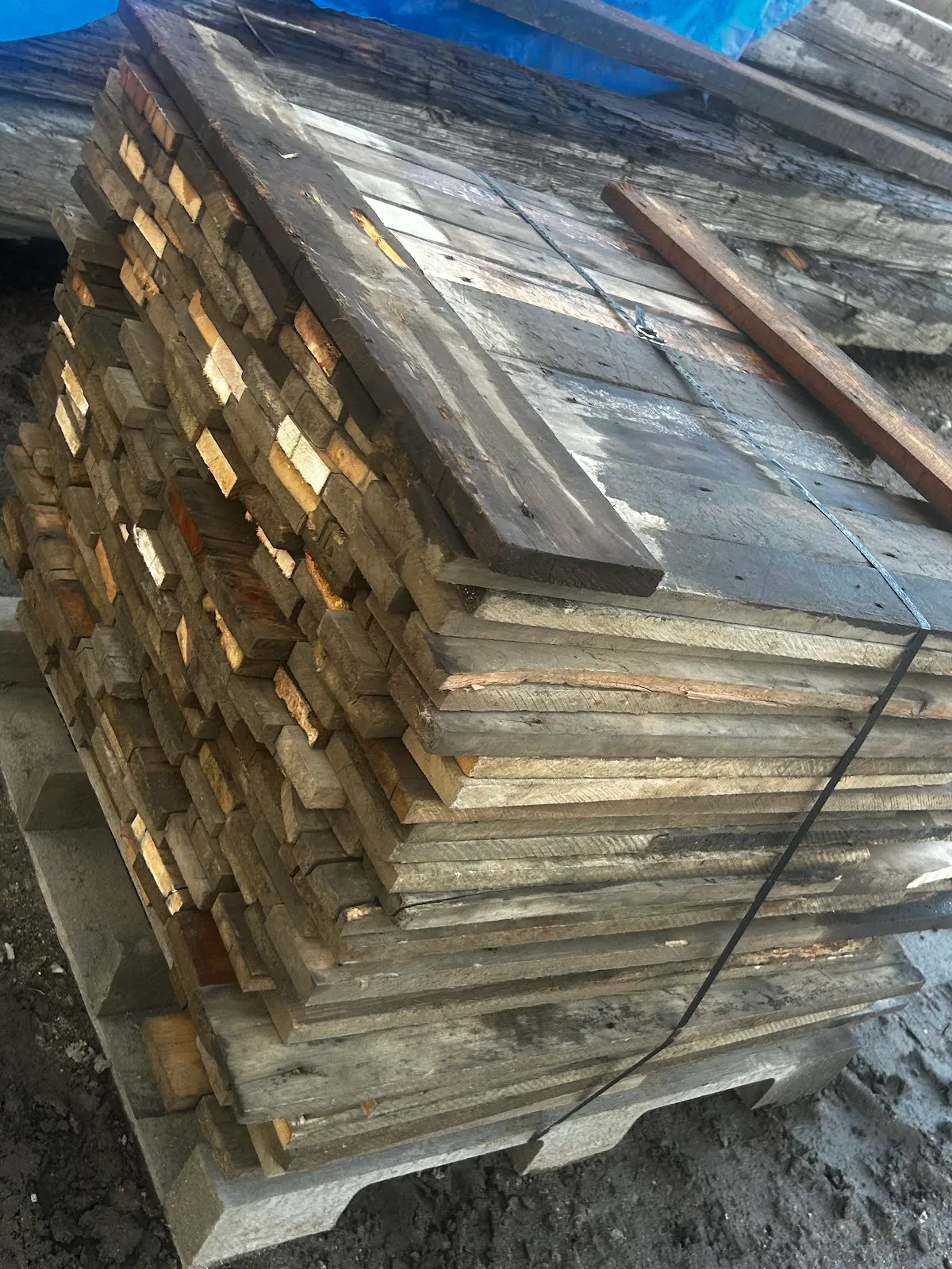 Reclaimed rock maple flooring as it came out of the building.