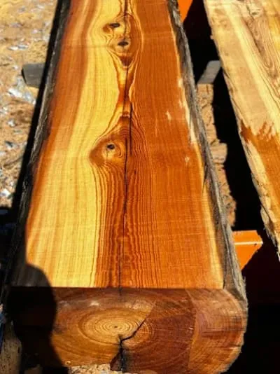 Rare reclaimed wood beam with warm old-growth grain